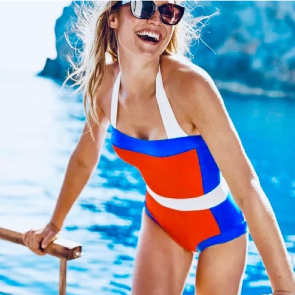 Boden Blue and Red One Piece Swimsuit